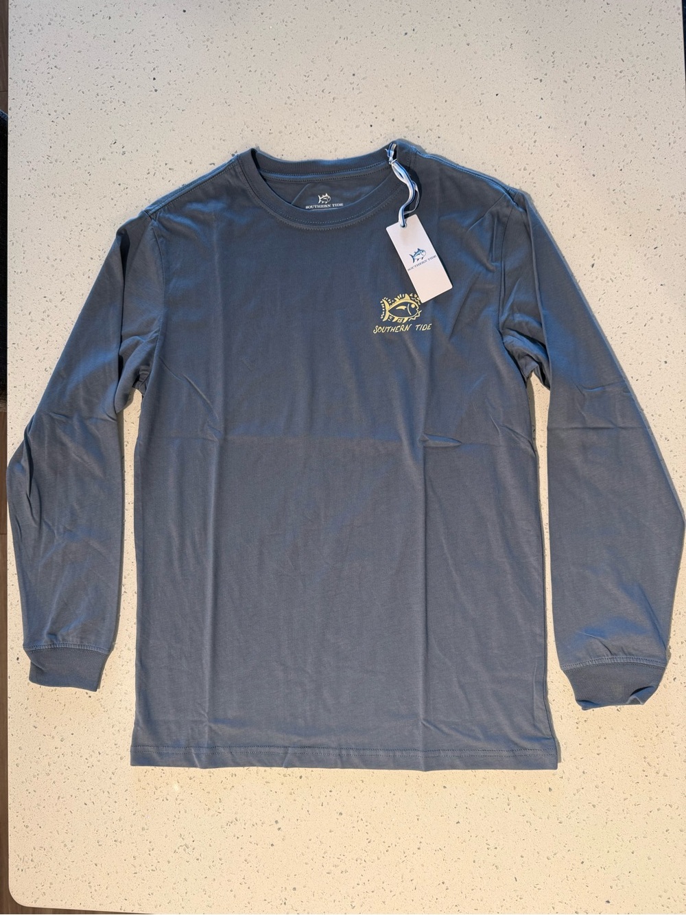 Southern Tide women’s Long-Sleeve Tee - Slate Blue with Yellow Logo